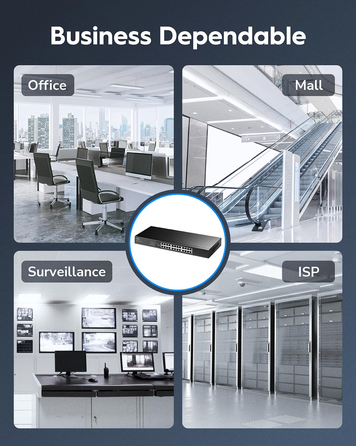 Cudy 24 Port Gigabit Ethernet Switch Desktop/ Rackmount Plug & Play Shielded Ports Sturdy Metal Fanless Quiet Traffic Optimization 19 Inch GS1024L - Image 7