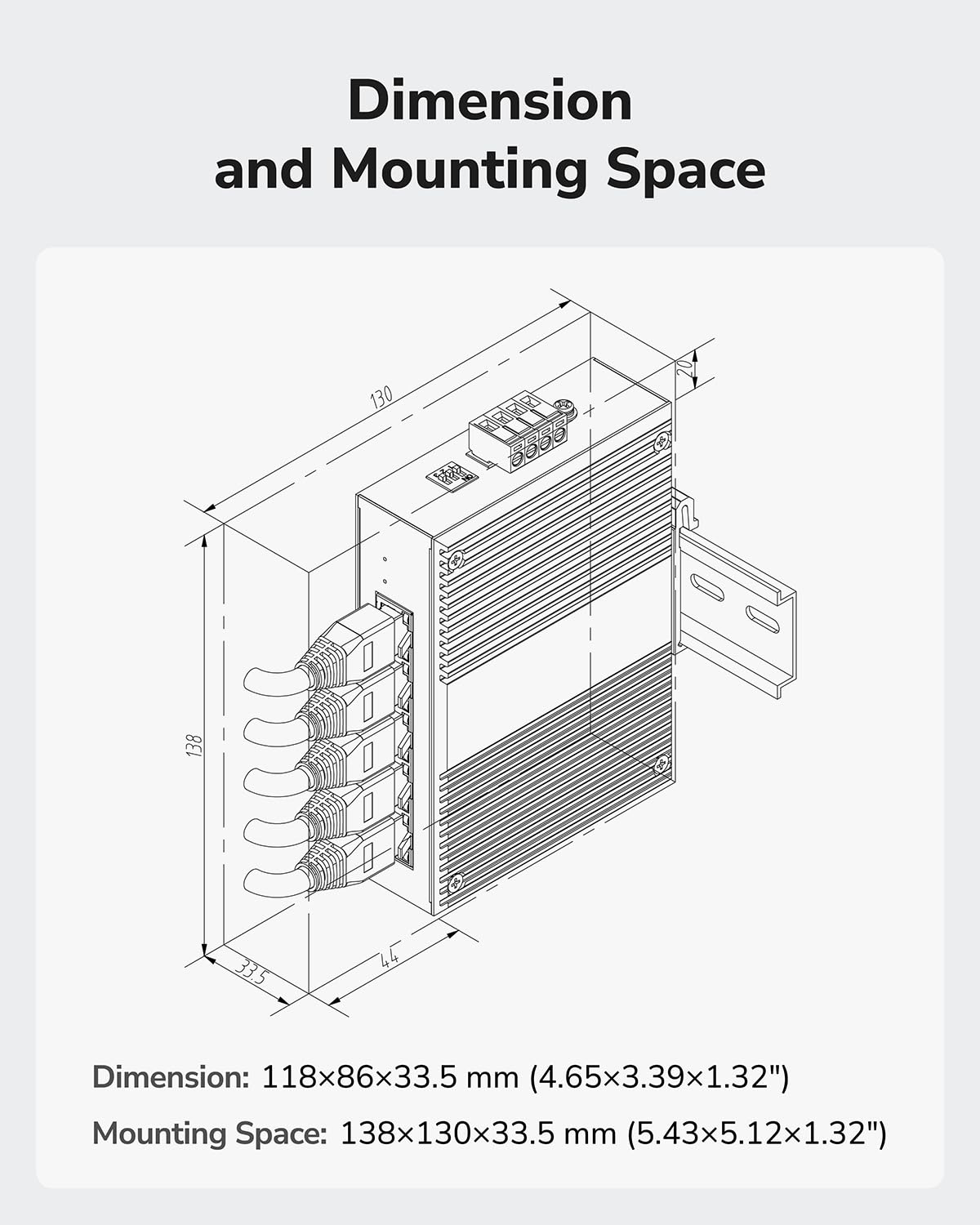 Cudy 5 Port Gigabit Industrial Network Switch , DIN-Rail Switch IP40 Rated, Polarity Reverse Protection, Short Circuit Protection, Broadcast Storm Prevention On/Off, IG1005 - Image 7