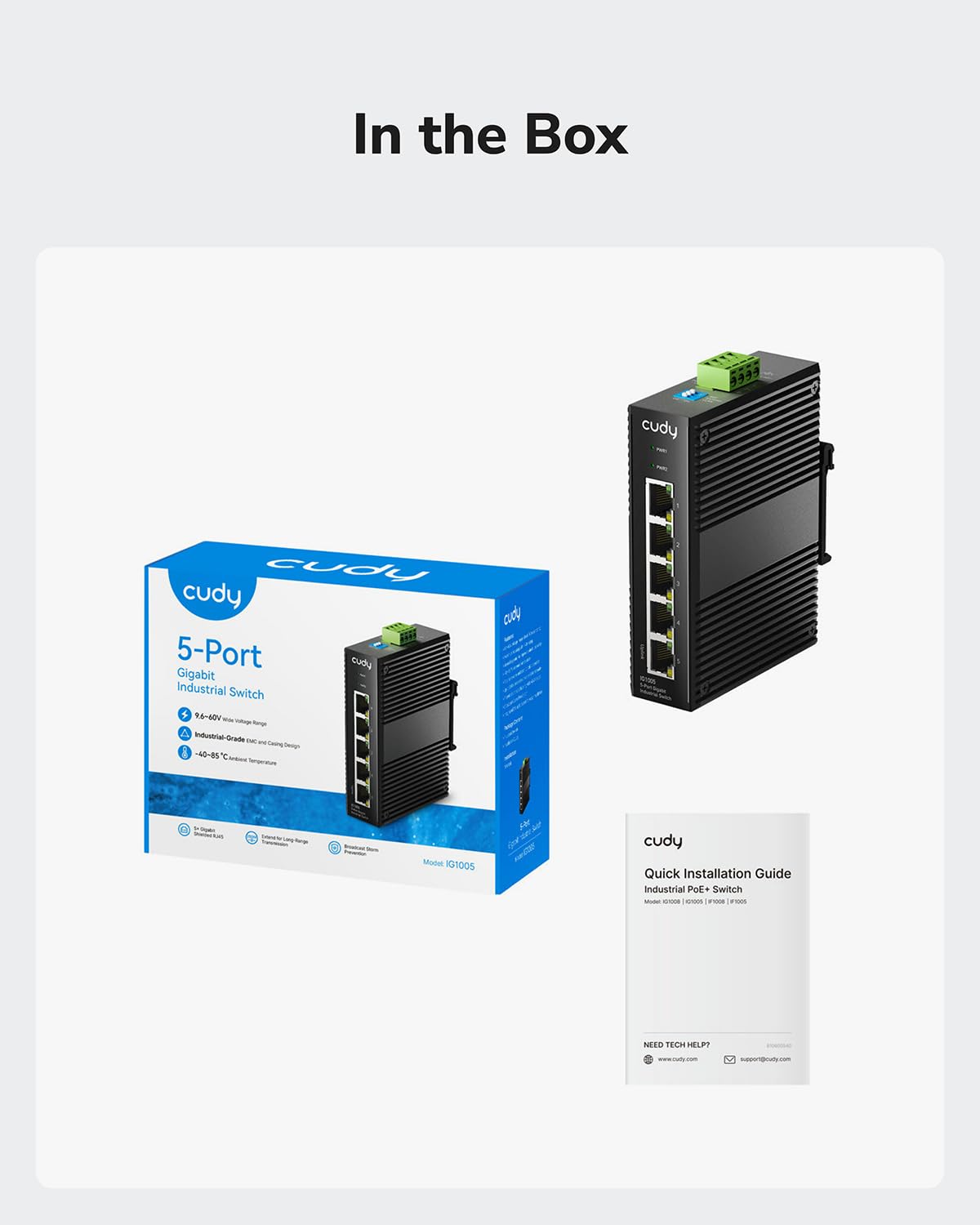 Cudy 5 Port Gigabit Industrial Network Switch , DIN-Rail Switch IP40 Rated, Polarity Reverse Protection, Short Circuit Protection, Broadcast Storm Prevention On/Off, IG1005 - Image 8