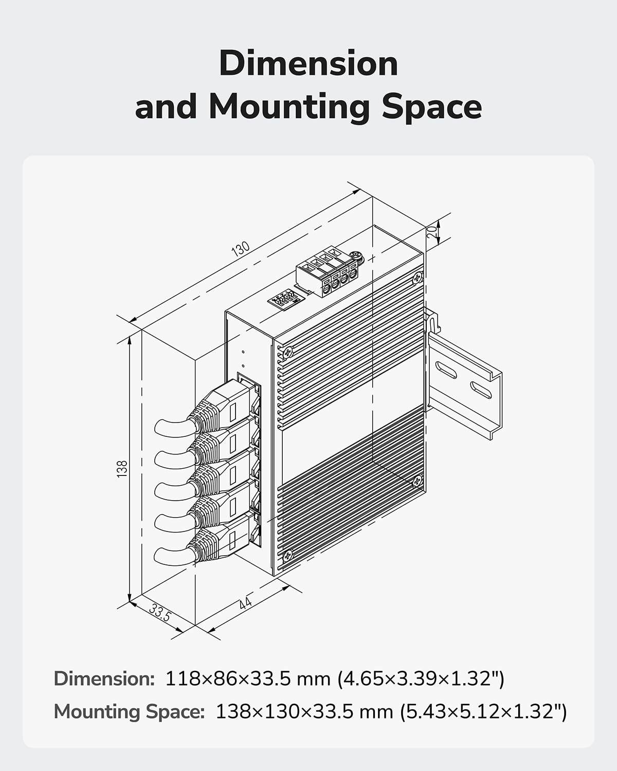 Cudy 5-Port Gigabit PoE Industrial Network Switch, 802.3af/at PoE, DIN-Rail IP40, Polarity Reverse & Short Circuit Protection, Broadcast Storm Prevention, IG1005P (Power Supply Not Included) - Image 7