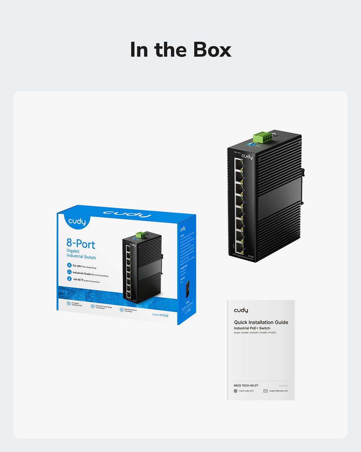 Cudy 8 Port Gigabit Industrial Network Switch , DIN-Rail Switch IP40 Rated, Polarity Reverse Protection, Short Circuit Protection, Broadcast Storm Prevention On/Off, IG1008 - Image 8
