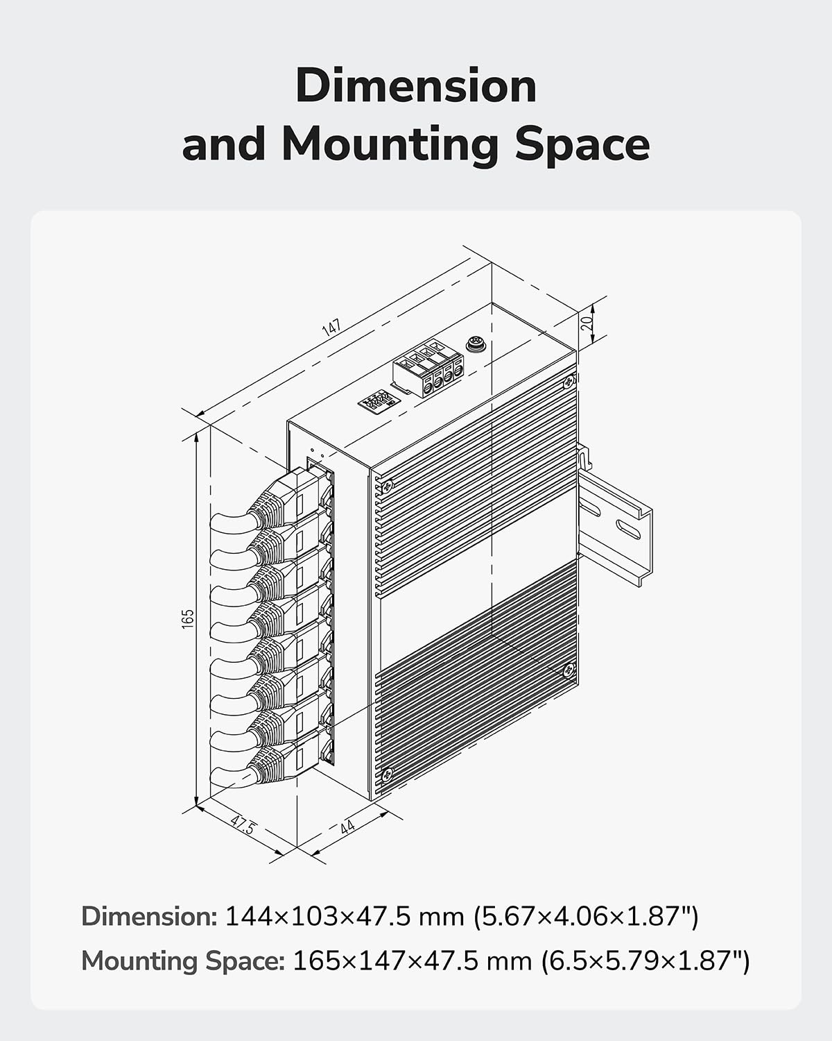 Cudy 8 Port Gigabit PoE Industrial Network Switch, 802.3 at/af PoE, DIN-Rail Switch IP40 Rated, Polarity Reverse Protection, Short Circuit Protection, Broadcast Storm Prevention, IG1008P - Image 7