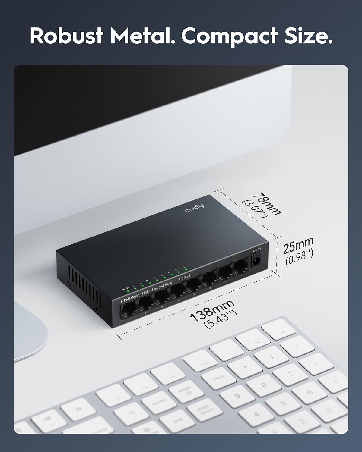 Cudy 8 Port Gigabit Switch, Easy Smart Managed, Plug & Play Desktop/Wall-Mount, Sturdy Metal w, Support QoS, Vlan, IGMP and DHCP, GS108E - Image 6