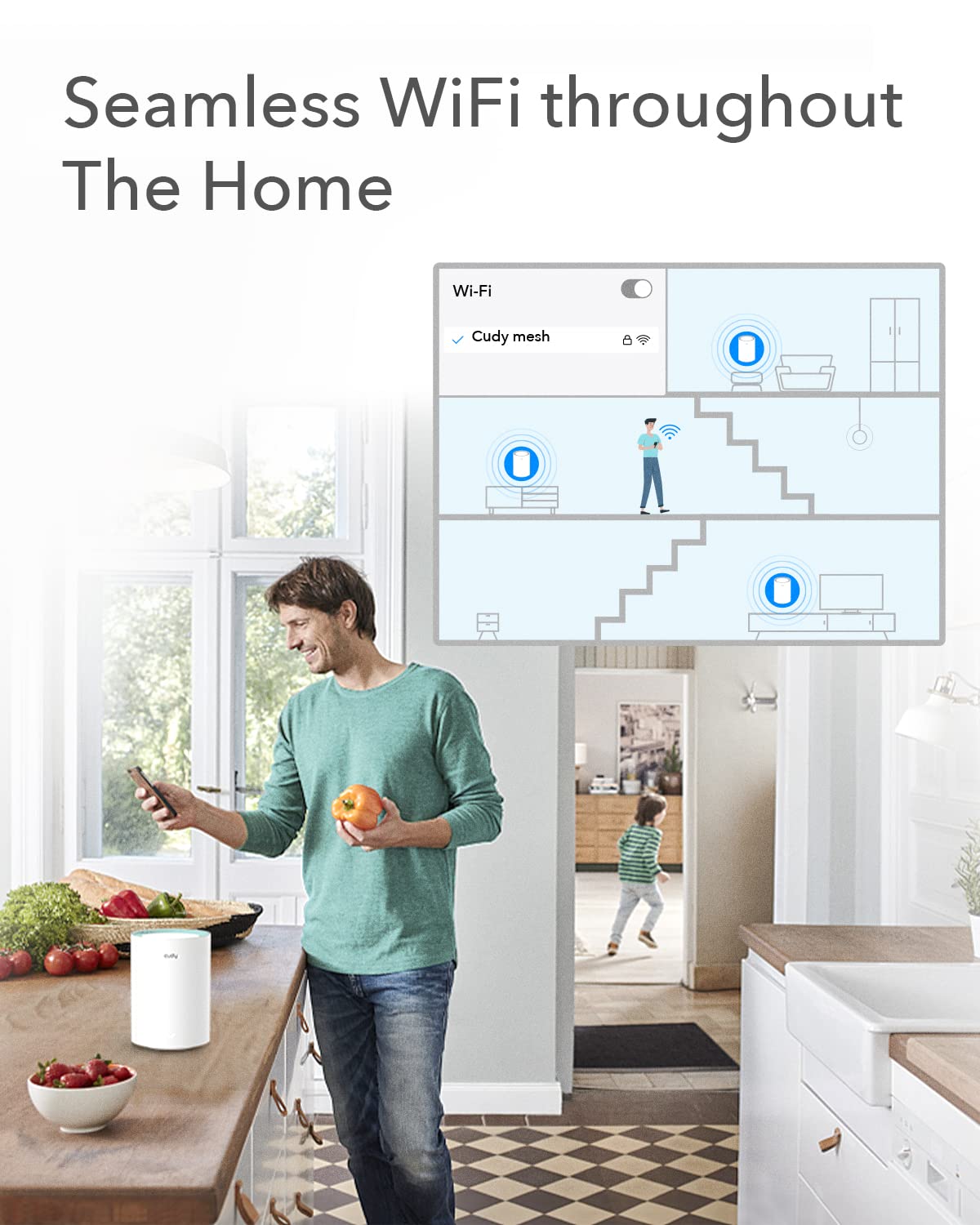 Cudy M1300 2-Pack AC1200 Gigabit Whole Mesh WiFi System, Dual Band, WiFi Extender, High Gain Antennas, VPN, Cloudflare, Connect Up to 100 Devices - Image 3