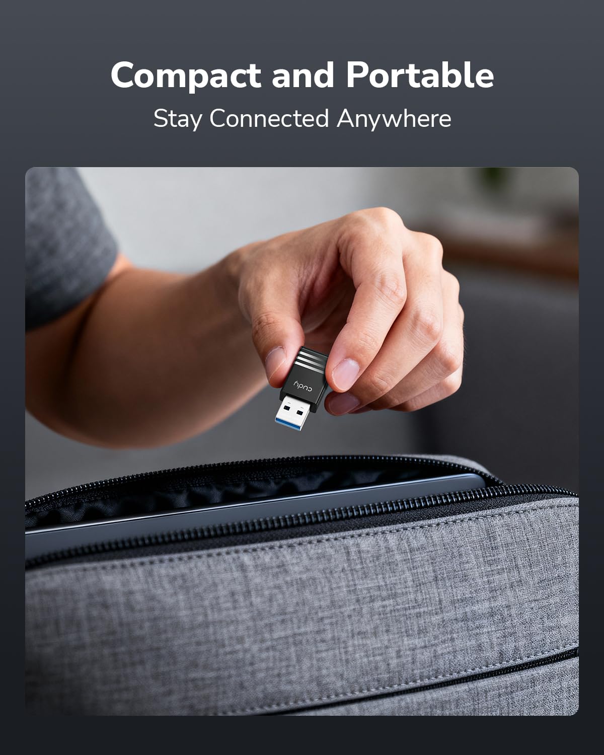 Cudy AX900 WiFi 6 USB Adapter WU900, Dual-Band Wireless Dongle 600Mbps + 286Mbps, Compact Nano Design, Low-Latency Gaming, MU-MIMO, OFDMA, Windows 7/10/11, Linux Compatible - Image 3