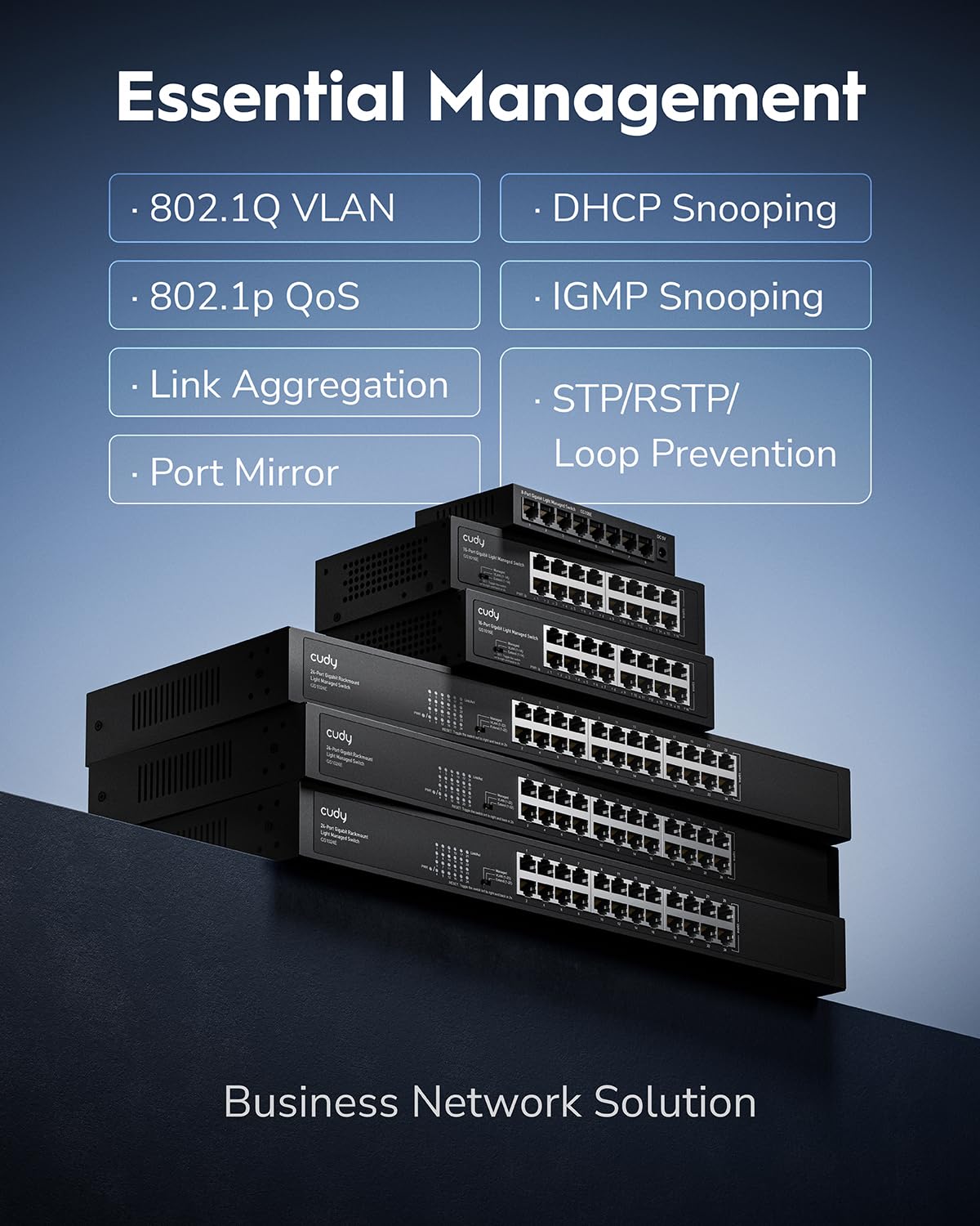 Cudy 8 Port Gigabit Switch, Easy Smart Managed, Plug & Play Desktop/Wall-Mount, Sturdy Metal w, Support QoS, Vlan, IGMP and DHCP, GS108E - Image 3