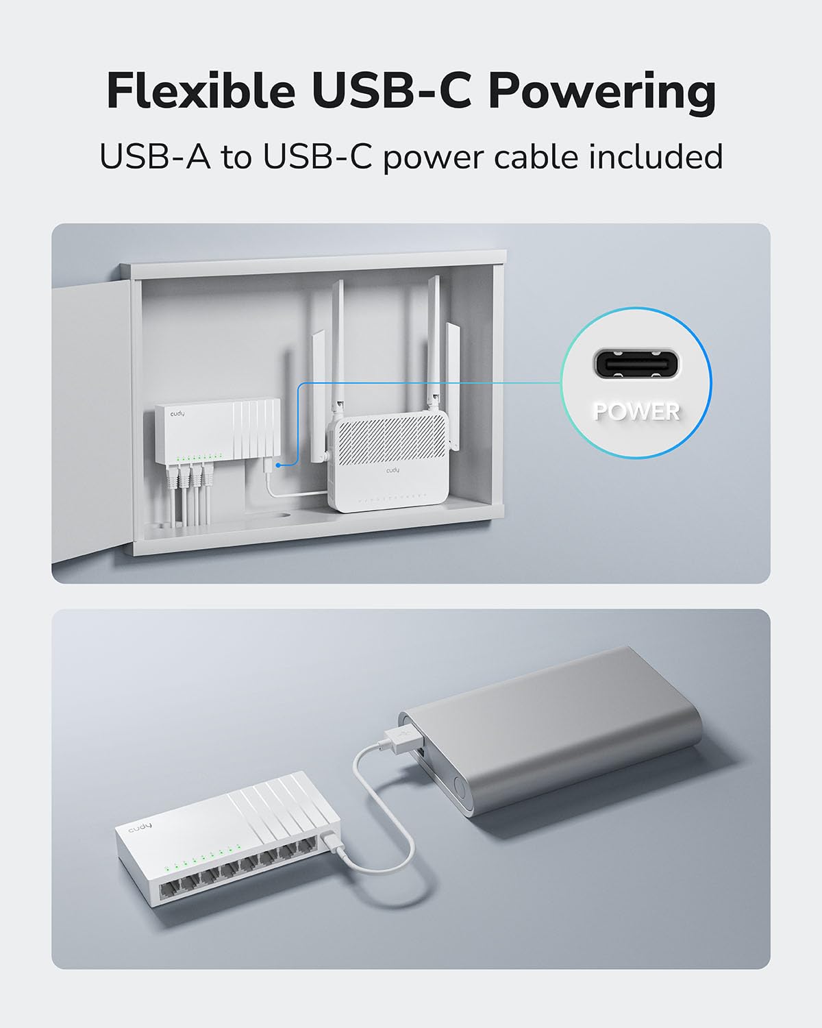 Cudy GS108U 8 Port Gigabit Ethernet Switch with USB-C Power Jack Desktop Ethernet Splitter Plastic Case Unshielded Switch Plug & Play Fanless Unmanaged - Image 5