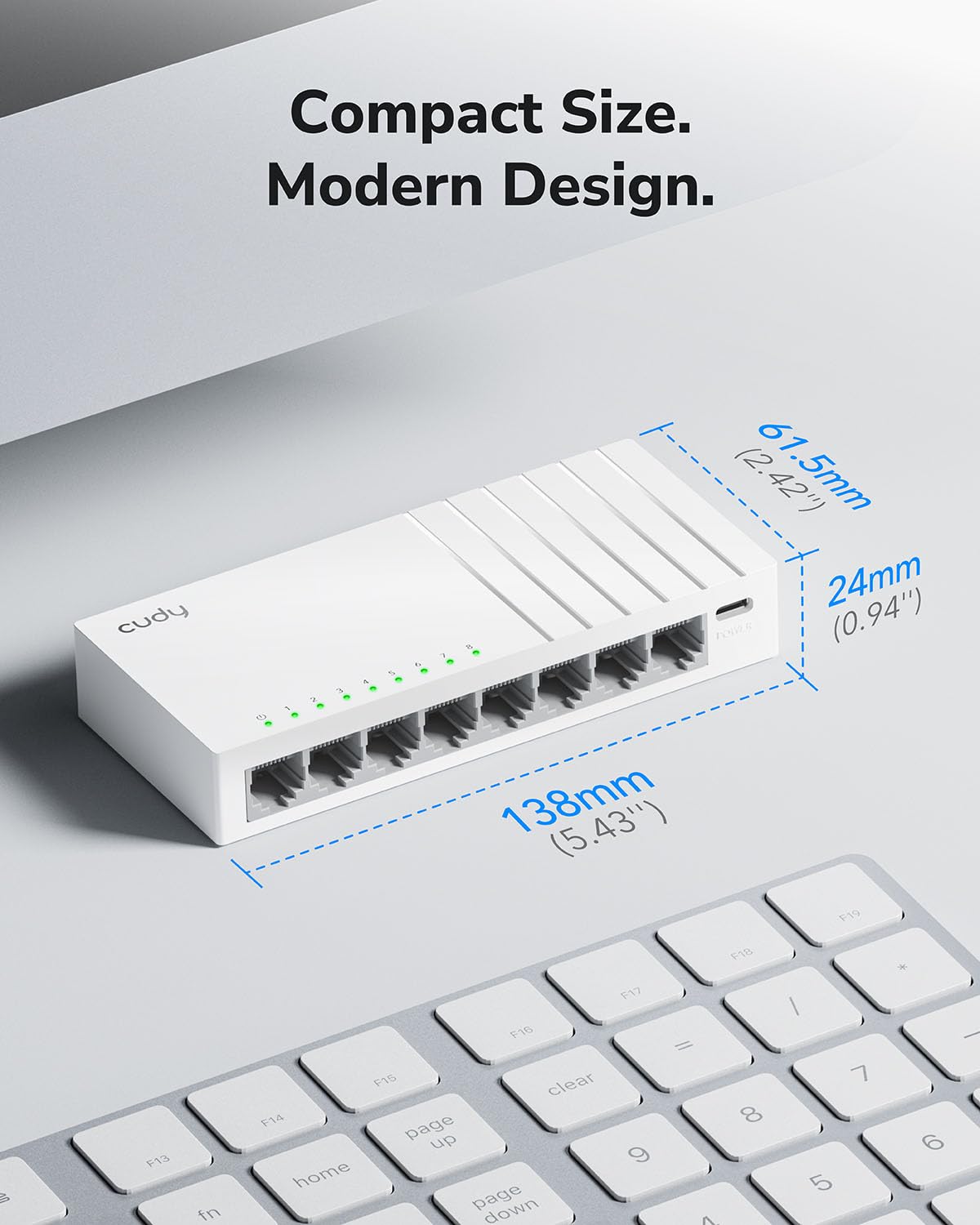 Cudy GS108U 8 Port Gigabit Ethernet Switch with USB-C Power Jack Desktop Ethernet Splitter Plastic Case Unshielded Switch Plug & Play Fanless Unmanaged - Image 7