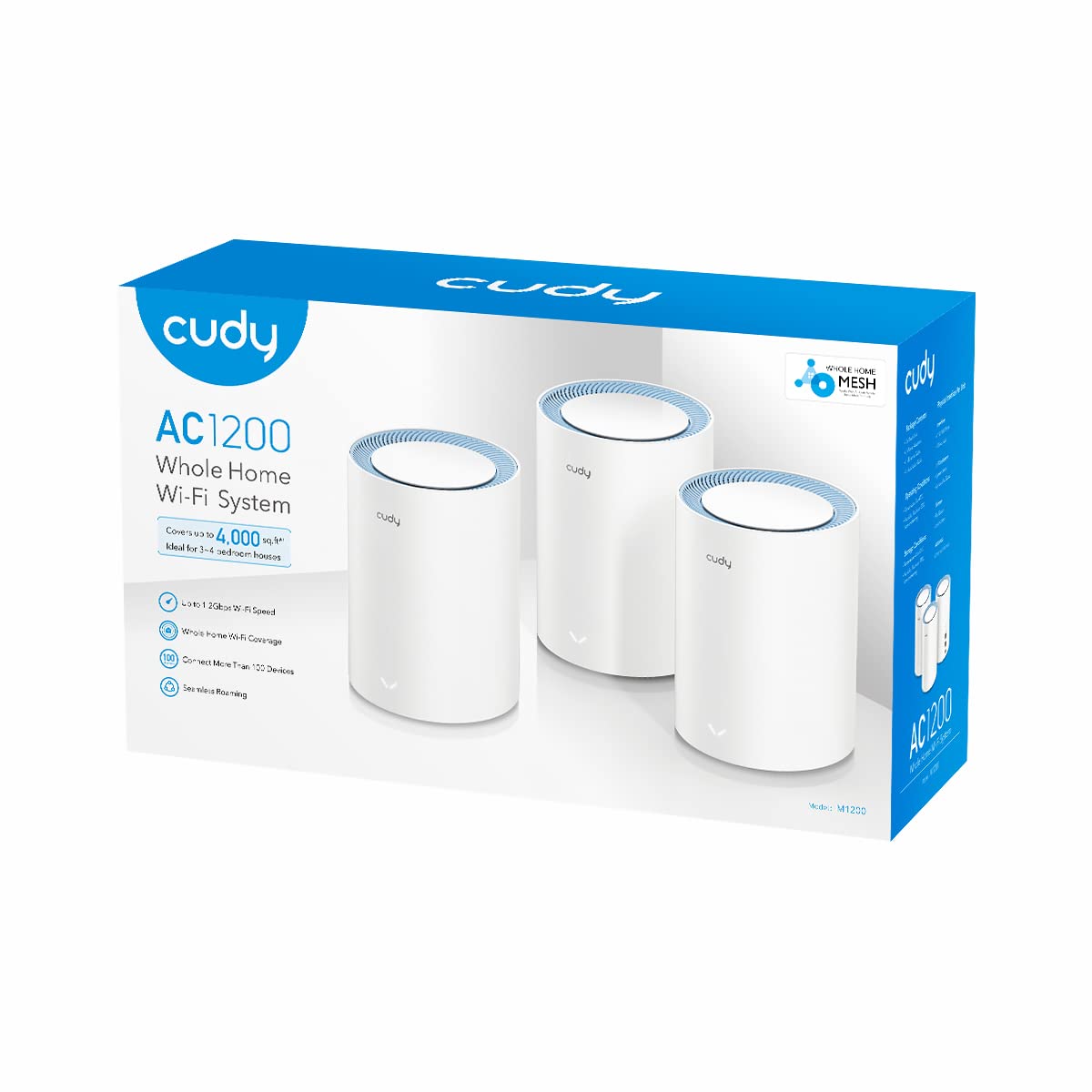 Cudy M1200 3-Pack AC1200 Whole Home Mesh WiFi System, 2.4GHz 5GHz Dual Band WiFi Router, Range Extender and Router, VPN, IPv6, DDNS - Image 9
